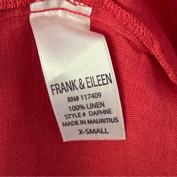 Frank & Eileen Daphne Sleeveless Popover Dress in Summer Red Sz XS Washed Linen - Picture 11 of 16